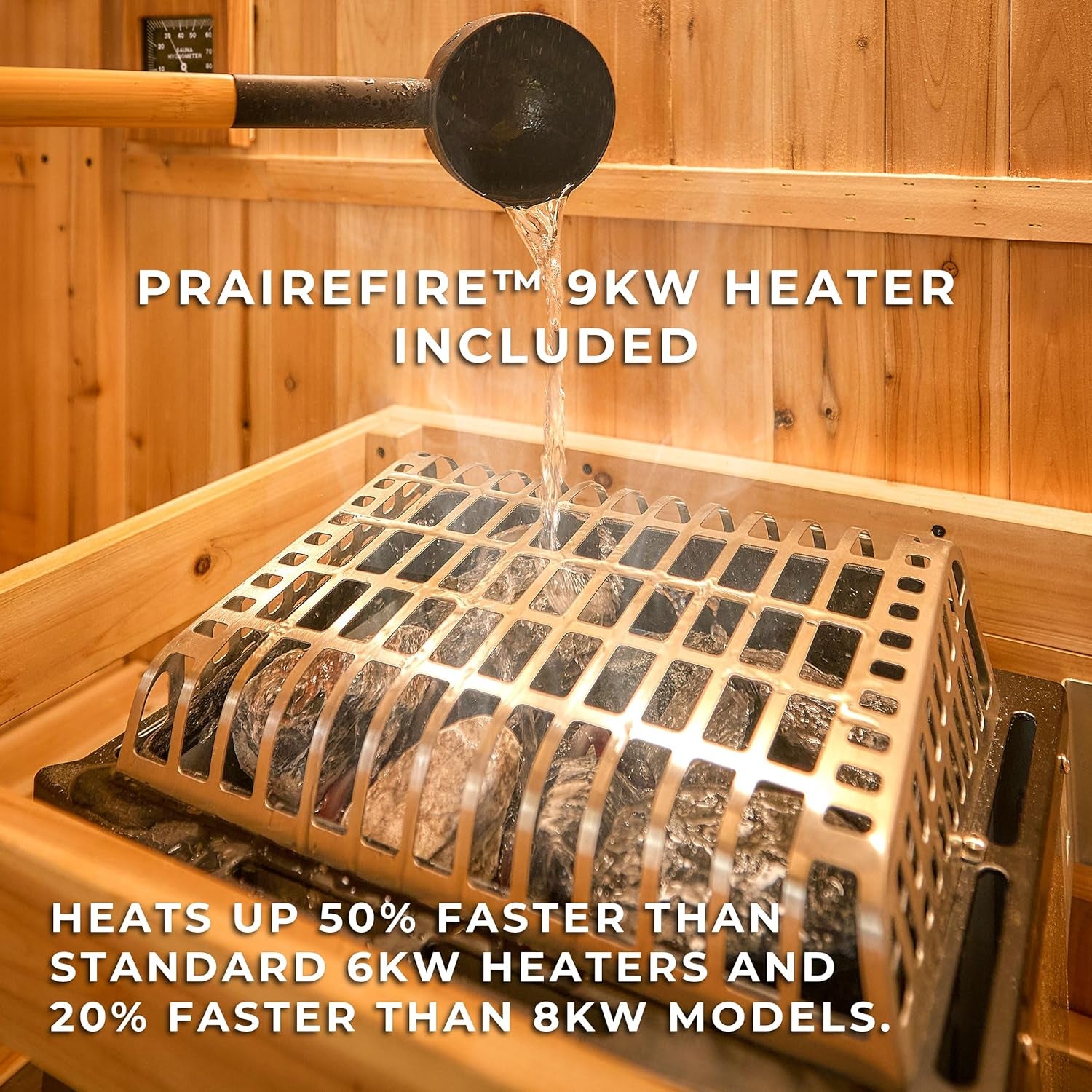 Backyard Discovery Lennon 2-4 Person Traditional Cedar Outdoor Cube Sauna with Porch, Electric Sauna Heater, Sauna Rocks, Dry Heat, Steam Sauna, LED Lights, Wi-Fi Control, Sauna Accessories